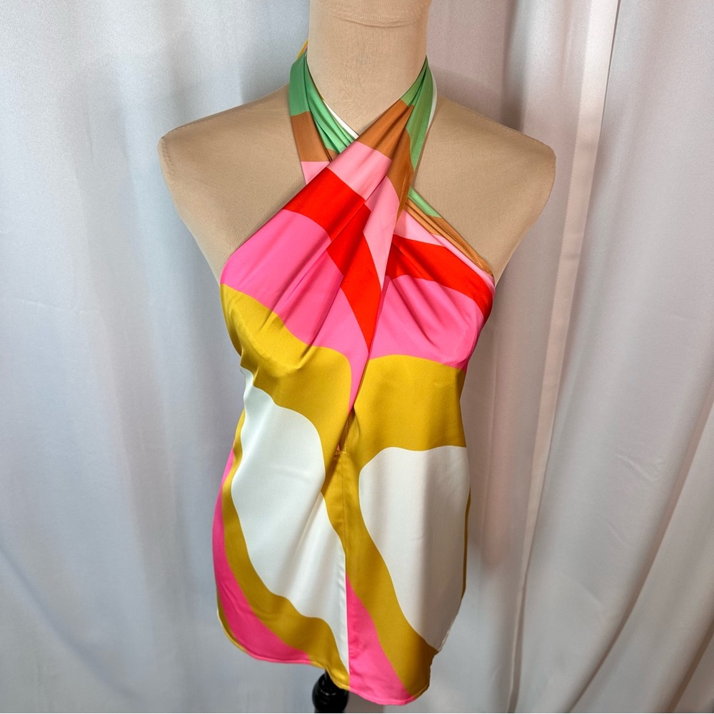 Crosby By Mollie Burch Sienna Halter Top In Red Beach Sz M Colorful Resortwear - Picture 3 of 10